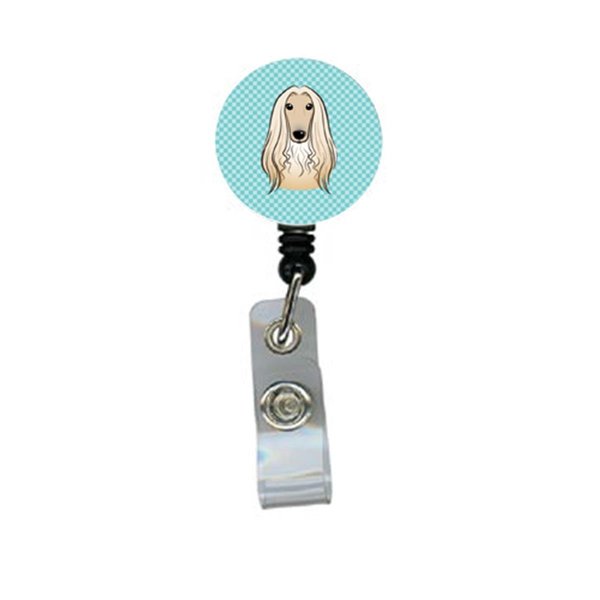 Teachers Aid Checkerboard Blue Afghan Hound Retractable Badge Reel TE895094